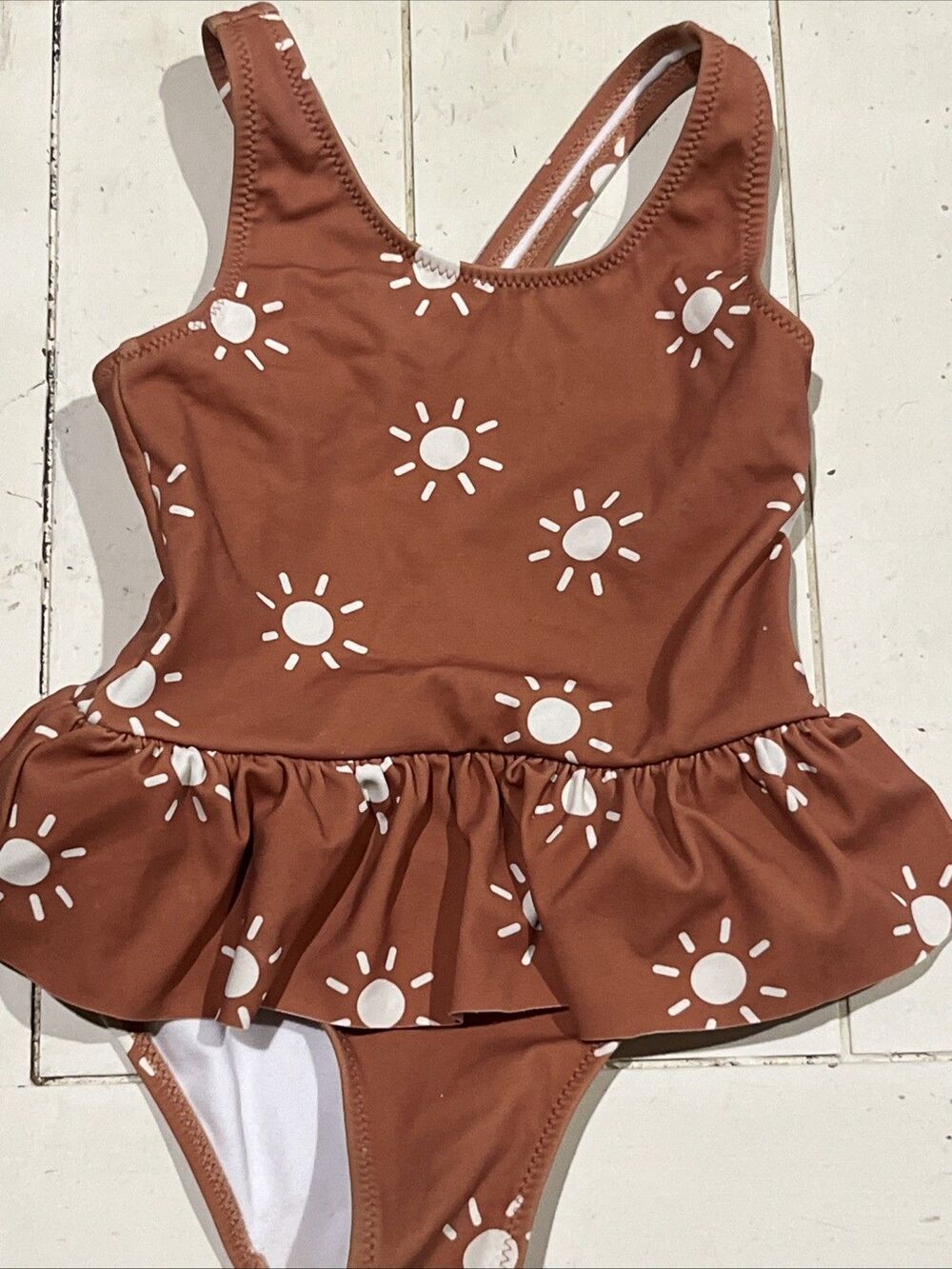 Modern Moments Toddler 2T One-Piece Sun Print Brown Bathing Suit Swimsuit